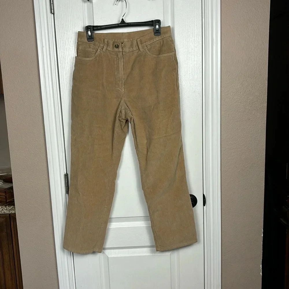 Lauren Ralph Lauren Women's Flat Front Tan Corduroy Trousers Pants Size 8